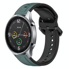 Per Xiaomi MI Watch Color 22mm Convex Loop Cinturino in silicone bicolore (verde oliva + nero)