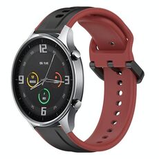 Per Xiaomi MI Watch Color 22mm Convex Loop Cinturino in silicone bicolore (nero + rosso)