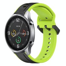 Per Xiaomi MI Watch Color 22mm Convex Loop Cinturino in silicone bicolore (nero + lime)