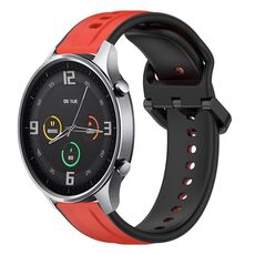 Per Xiaomi MI Watch Color 22mm Convex Loop Cinturino in silicone bicolore (rosso + nero)