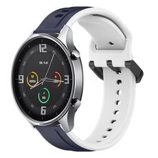 Per Xiaomi MI Watch Color 22mm Convex Loop Cinturino in silicone bicolore (blu notte + bianco)
