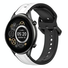 Per Xiaomi Haylou RT2 LS10 22mm Convex Loop Cinturino in silicone bicolore (bianco + nero)