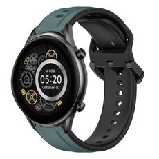 Per Xiaomi Haylou RT2 LS10 22mm Convex Loop Cinturino in silicone bicolore (verde oliva + nero)