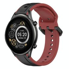 Per Xiaomi Haylou RT2 LS10 22mm Convex Loop Cinturino in silicone bicolore (nero + rosso)