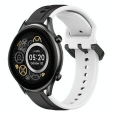 Per Xiaomi Haylou RT2 LS10 22mm Convex Loop Cinturino in silicone bicolore (nero + bianco)