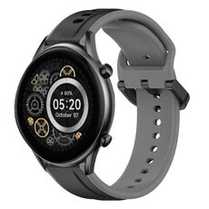 Per Xiaomi Haylou RT2 LS10 22mm Convex Loop Cinturino in silicone bicolore (nero + grigio)