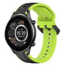 Per Xiaomi Haylou RT2 LS10 22mm Convex Loop Cinturino in silicone bicolore (nero + lime)