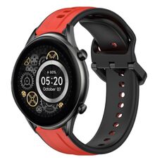 Per Xiaomi Haylou RT2 LS10 22mm Convex Loop Cinturino in silicone bicolore (rosso + nero)