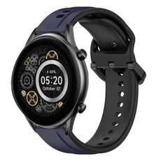 Per Xiaomi Haylou RT2 LS10 22mm Convex Loop Cinturino in silicone bicolore (blu notte + nero)