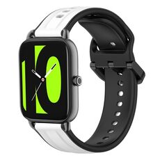 Per Xiaomi Haylou RS4 LS12 22mm Convex Loop Cinturino in silicone bicolore (bianco + nero)