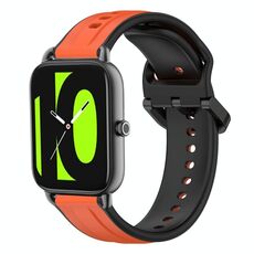 Per Xiaomi Haylou RS4 LS12 22mm Convex Loop Cinturino in silicone bicolore (arancione + nero)