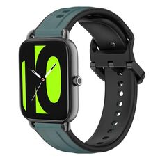 Per Xiaomi Haylou RS4 LS12 22mm Convex Loop Cinturino in silicone bicolore (verde oliva + nero)
