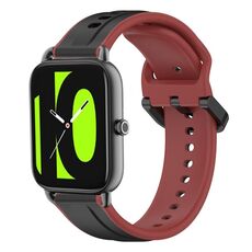 Per Xiaomi Haylou RS4 LS12 22mm Convex Loop Cinturino in silicone bicolore (nero + rosso)