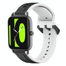 Per Xiaomi Haylou RS4 LS12 22mm Convex Loop Cinturino in silicone bicolore (nero + bianco)