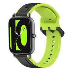 Per Xiaomi Haylou RS4 LS12 22mm Convex Loop Cinturino in silicone bicolore (nero + lime)
