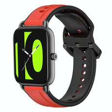 Per Xiaomi Haylou RS4 LS12 22mm Convex Loop Cinturino in silicone bicolore (rosso + nero)