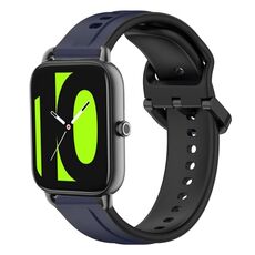Per Xiaomi Haylou RS4 LS12 22mm Convex Loop Cinturino in silicone bicolore (blu notte + nero)