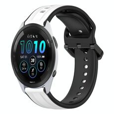 Per Garmin Forerunner 265 22mm Convex Loop Cinturino in silicone bicolore (bianco + nero)