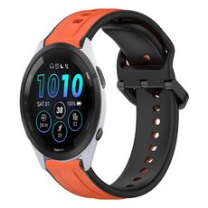 Per Garmin Forerunner 265 22mm Convex Loop Cinturino in silicone bicolore (arancione + nero)