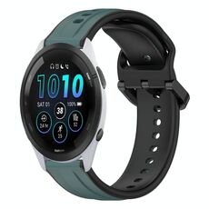 Per Garmin Forerunner 265 22mm Convex Loop Cinturino in silicone bicolore (verde oliva + nero)