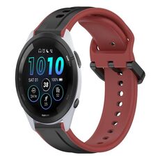 Per Garmin Forerunner 265 22mm Convex Loop Cinturino in silicone bicolore (nero + rosso)