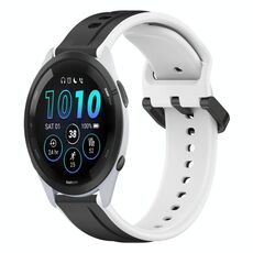 Per Garmin Forerunner 265 22mm Convex Loop Cinturino in silicone bicolore (nero + bianco)