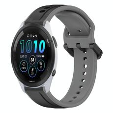 Per Garmin Forerunner 265 22mm Convex Loop Cinturino in silicone bicolore (nero + grigio)