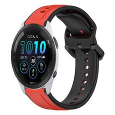Per Garmin Forerunner 265 22mm Convex Loop Cinturino in silicone bicolore (rosso + nero)