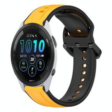 Per Garmin Forerunner 265 22mm Convex Loop Cinturino in silicone bicolore (giallo + nero)