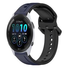 Per Garmin Forerunner 265 22mm Convex Loop Cinturino in silicone bicolore (blu notte + nero)