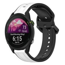 Per Garmin Forerunner 255 22mm Convex Loop Cinturino in silicone bicolore (bianco + nero)