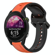 Per Garmin Forerunner 255 22mm Convex Loop Cinturino in silicone bicolore (arancione + nero)