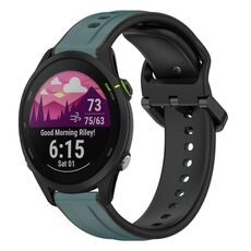 Per Garmin Forerunner 255 22mm Convex Loop Cinturino in silicone bicolore (verde oliva + nero)