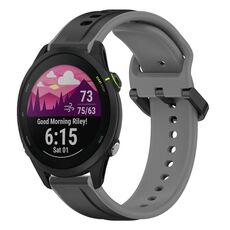 Per Garmin Forerunner 255 22mm Convex Loop Cinturino in silicone bicolore (nero + grigio)