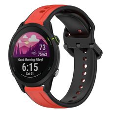 Per Garmin Forerunner 255 22mm Convex Loop Cinturino in silicone bicolore (rosso + nero)