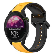 Per Garmin Forerunner 255 22mm Convex Loop Cinturino in silicone bicolore (giallo + nero)