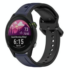 Per Garmin Forerunner 255 22mm Convex Loop Cinturino in silicone bicolore (blu notte + nero)