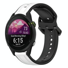 Per Garmin Forerunner 255 Music 22mm Convex Loop Cinturino in silicone bicolore (bianco + nero)