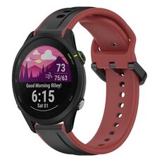 Per Garmin Forerunner 255 Music 22mm Convex Loop Cinturino in silicone bicolore (nero + rosso)