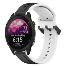Per Garmin Forerunner 255 Music 22mm Convex Loop Cinturino in silicone bicolore (nero + bianco)