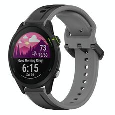 Per Garmin Forerunner 255 Music 22mm Convex Loop Cinturino in silicone bicolore (nero + grigio)