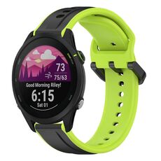 Per Garmin Forerunner 255 Music 22mm Convex Loop Cinturino in silicone bicolore (nero + lime)