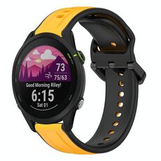 Per Garmin Forerunner 255 Music 22mm Convex Loop Cinturino in silicone bicolore (giallo + nero)