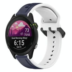Per Garmin Forerunner 255 Music 22mm Convex Loop Cinturino in silicone bicolore (blu notte + bianco)