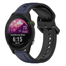 Per Garmin Forerunner 255 Music 22mm Convex Loop Cinturino in silicone bicolore (blu notte + nero)