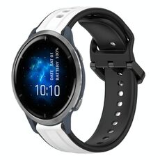 Per Garmin Venu 2 22mm Convex Loop Cinturino in silicone bicolore (bianco + nero)