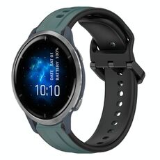 Per Garmin Venu 2 22mm Convex Loop Cinturino in silicone bicolore (verde oliva + nero)
