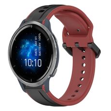 Per Garmin Venu 2 22mm Convex Loop cinturino in silicone bicolore (nero + rosso)