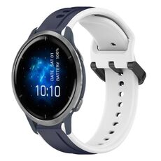 Per Garmin Venu 2 22mm Convex Loop cinturino in silicone bicolore (blu notte + bianco)
