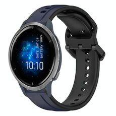 Per Garmin Venu 2 22mm Convex Loop cinturino in silicone bicolore (blu notte + nero)